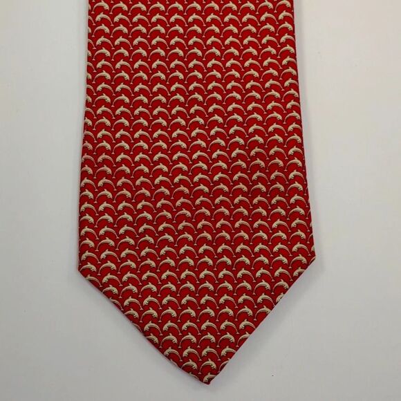 Brooks Brothers Silk Tie Red Dolphin 58 inches Necktie - Picture 9 of 9